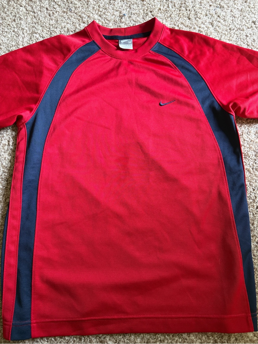 Vintage Nike Shirt Mens Med Red Black Colorblock Mesh Tee Swoosh Logo